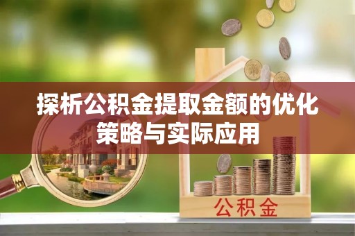 涡阳探析公积金提取金额的优化策略与实际应用