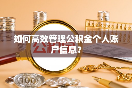 涡阳如何高效管理公积金个人账户信息？