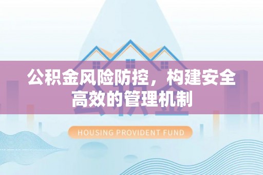 涡阳公积金风险防控，构建安全高效的管理机制